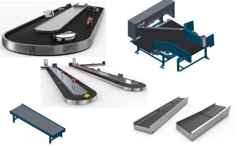 Modern airport conveyor belt system in Germany